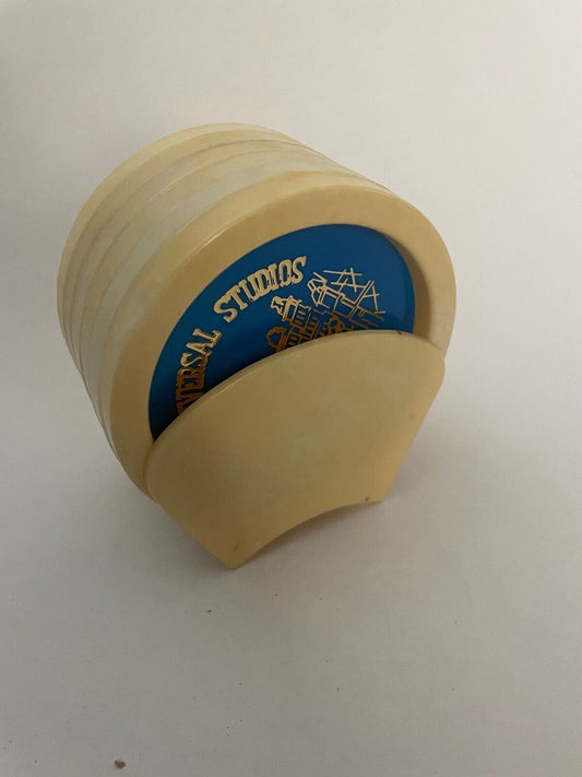 Universal Studios vintage plastic coasters & rack