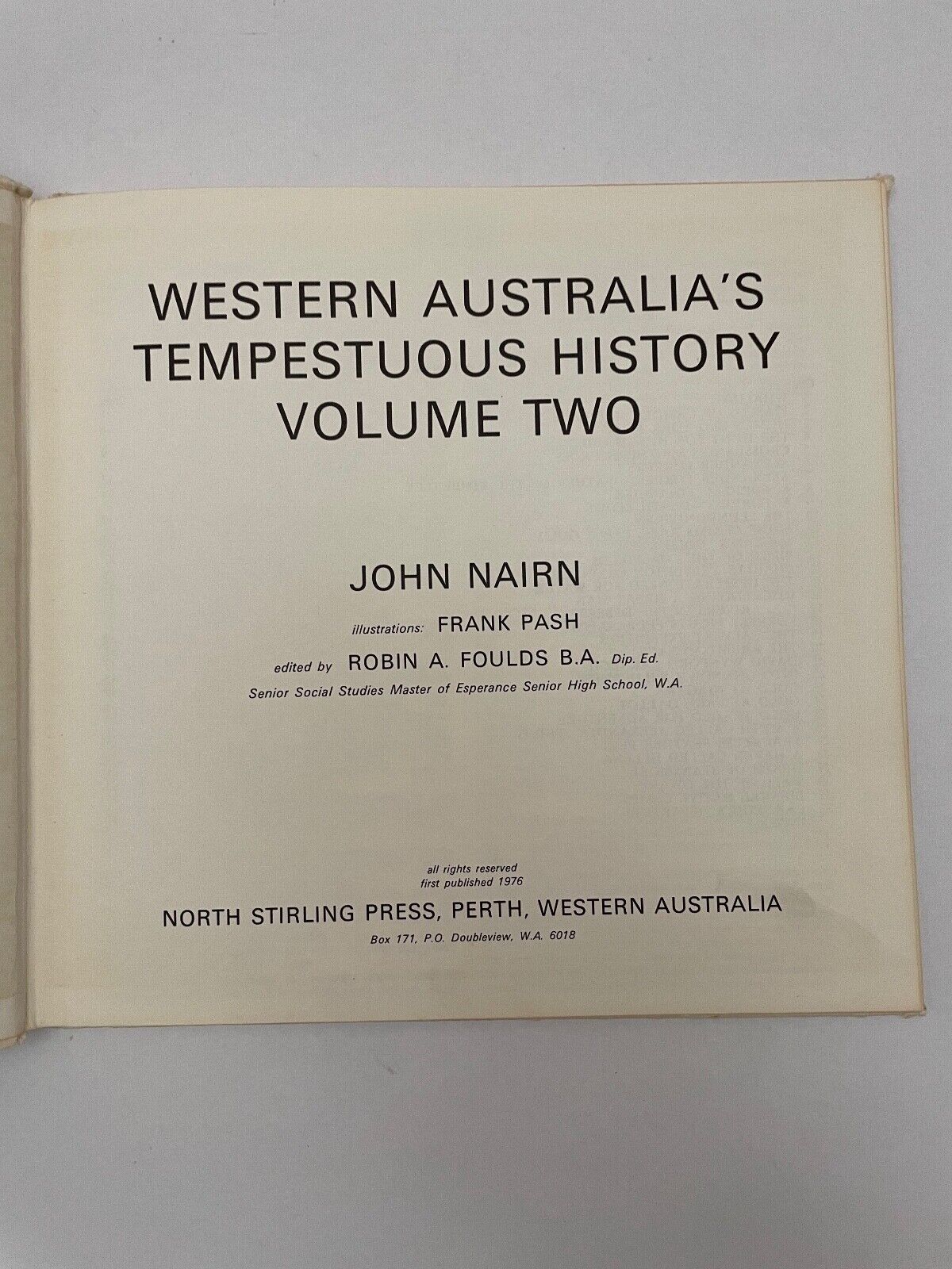 Western Australia's Tempestuous History Vol 2 by John Nairn