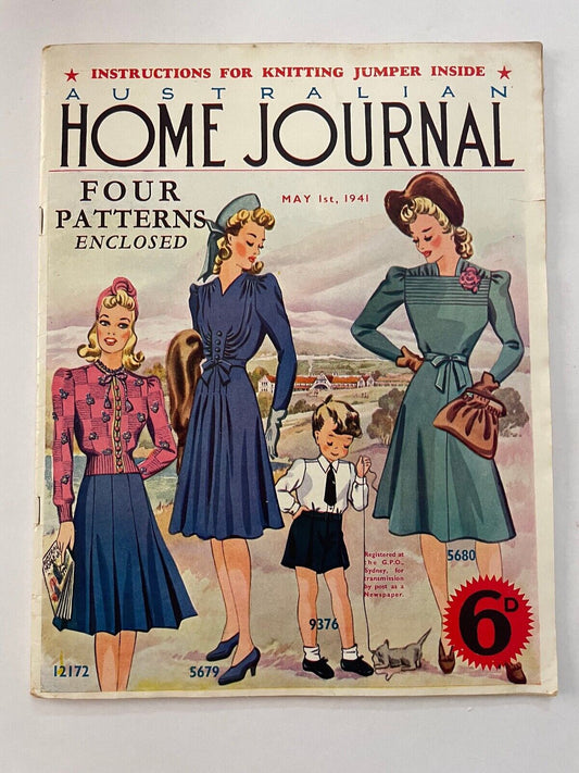 Vintage Australian Home Journal magazine MAY 1941 original paper pattern