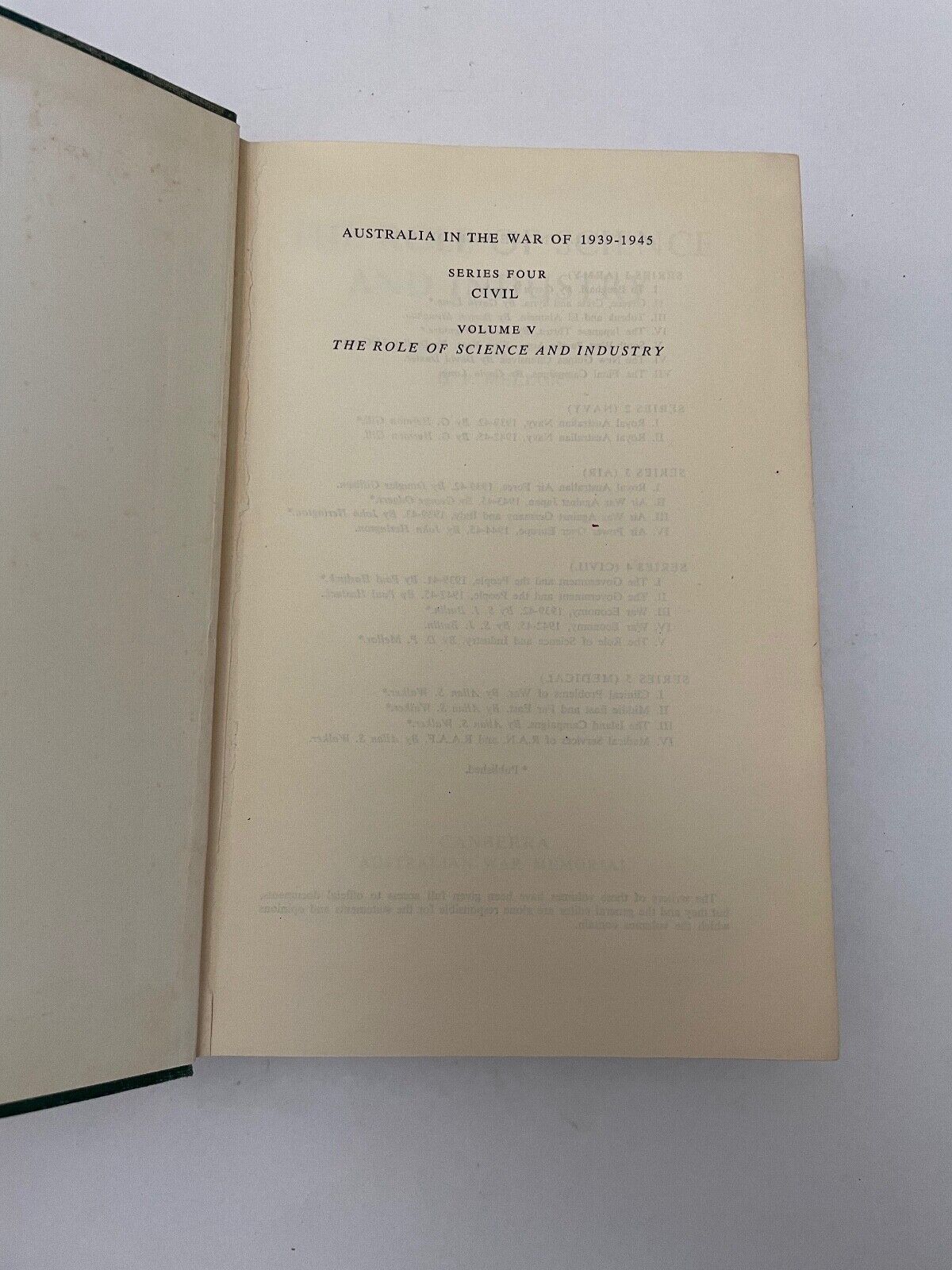 The Role of Science and Industry by D P Mellor