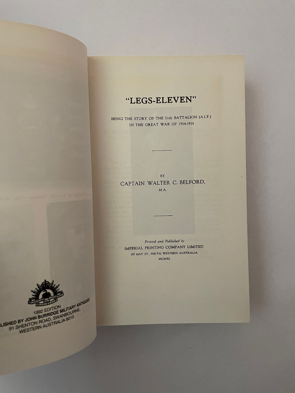 Legs Eleven: the History of the 11th Battalion, 1st AIF
