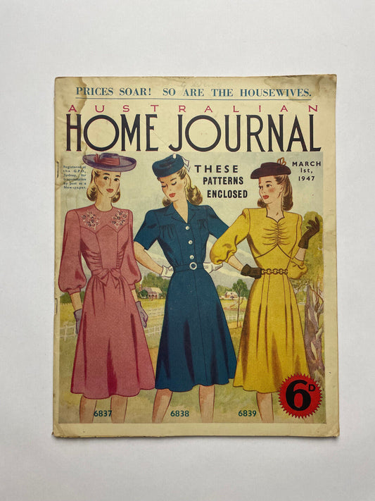 Australian Home Journal, March 1st 1947, with patterns, vintage