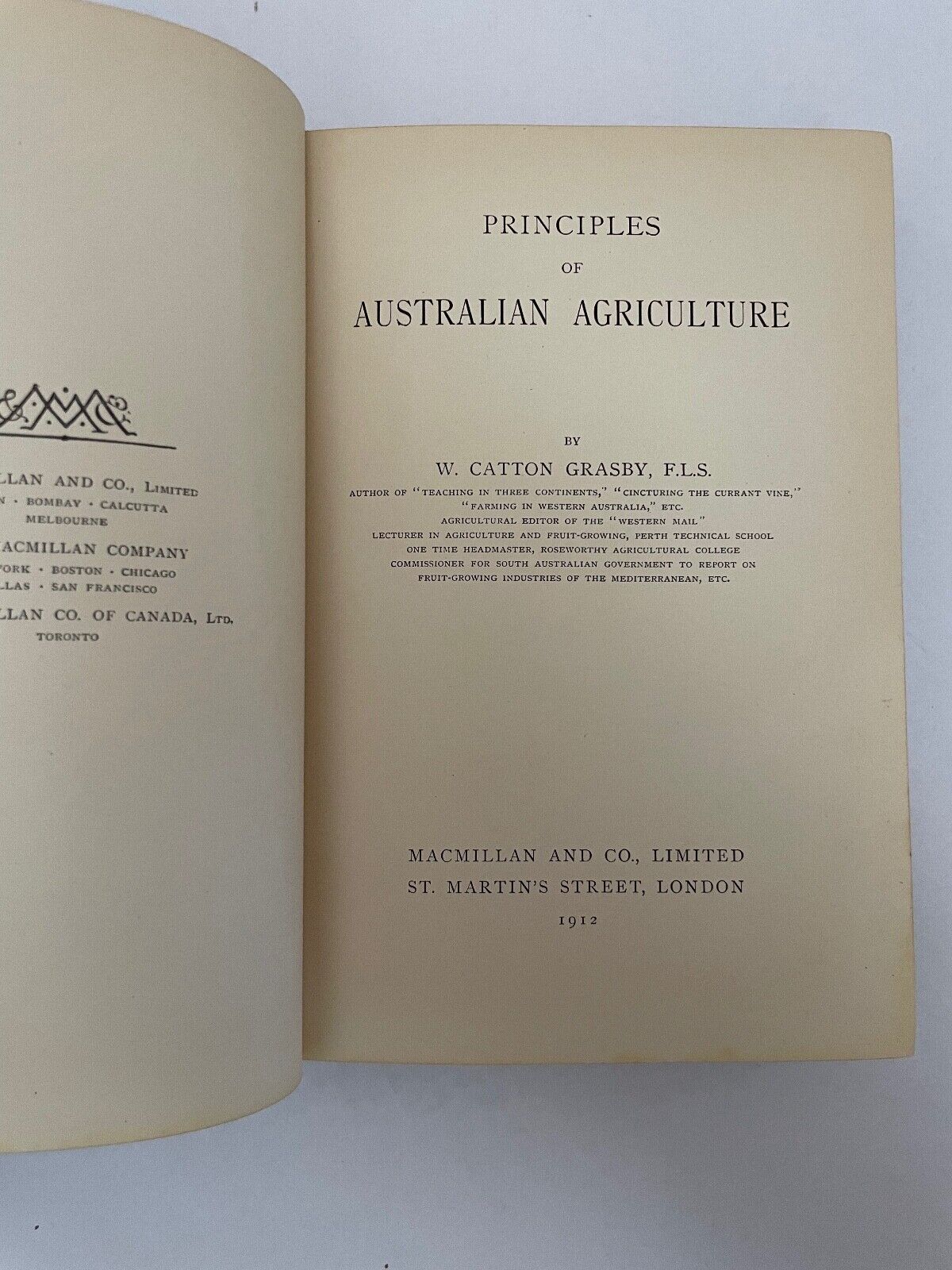 Principles of Australian Agriculture by W Catton Grasby (Hardcover, 1912)