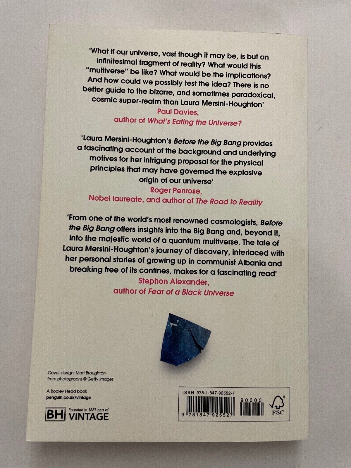 NEW Before the Big Bang By Laura Mersini-Houghton Paperback Free Shipping