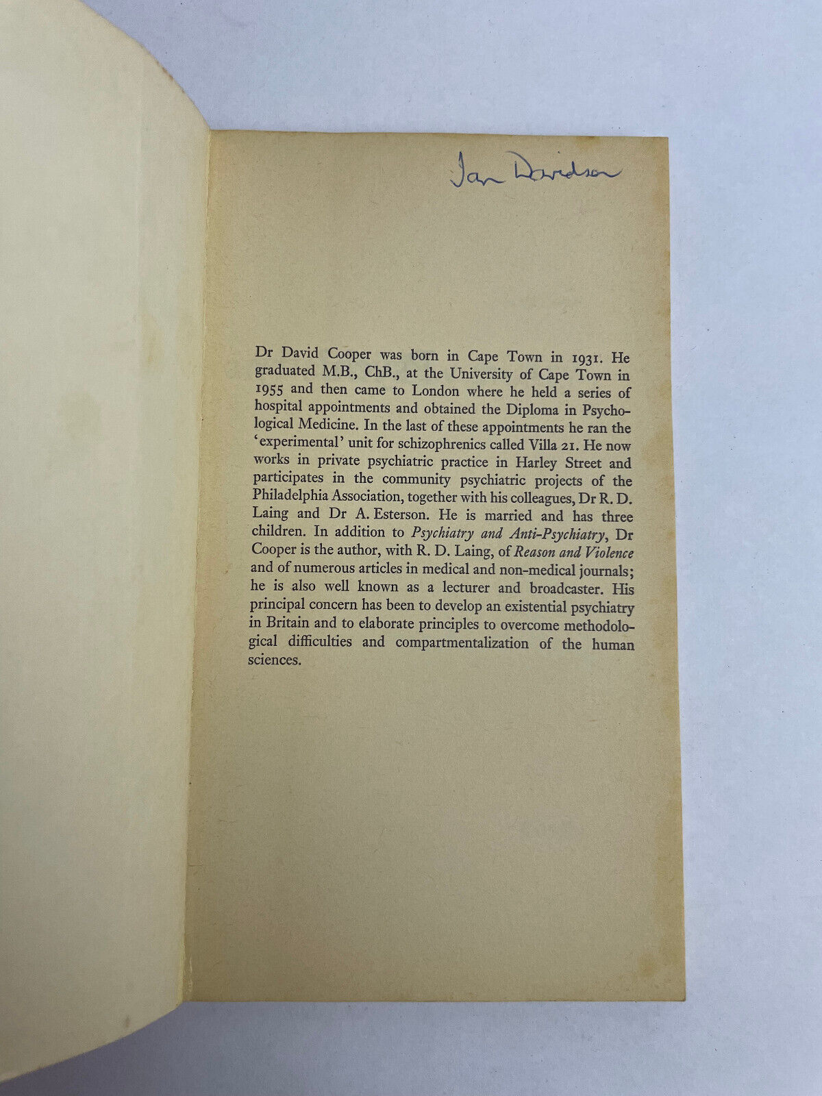 Psychiatry and Anti-Psychiatry by David Cooper, scarce paperback