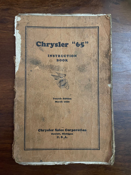 Original Chrysler "65" Instruction Book 1928 Owner's Manual