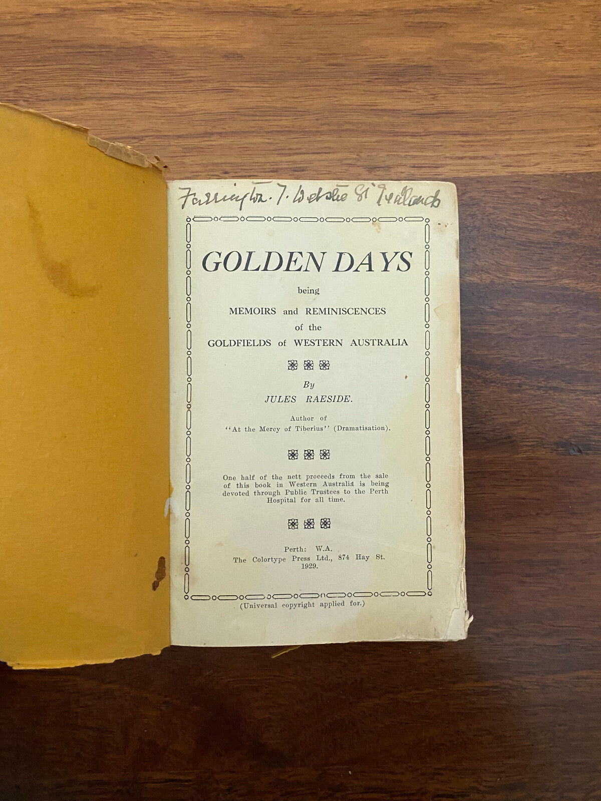 Golden Days by Jules Raeside (Softcover, 1929)