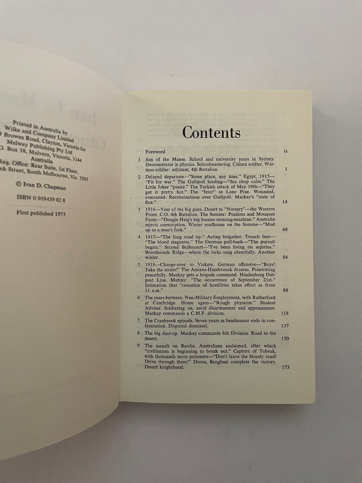 Iven G Mackay Citizen and Soldier -  Ivan Chapman - HC - First Ed. 1975