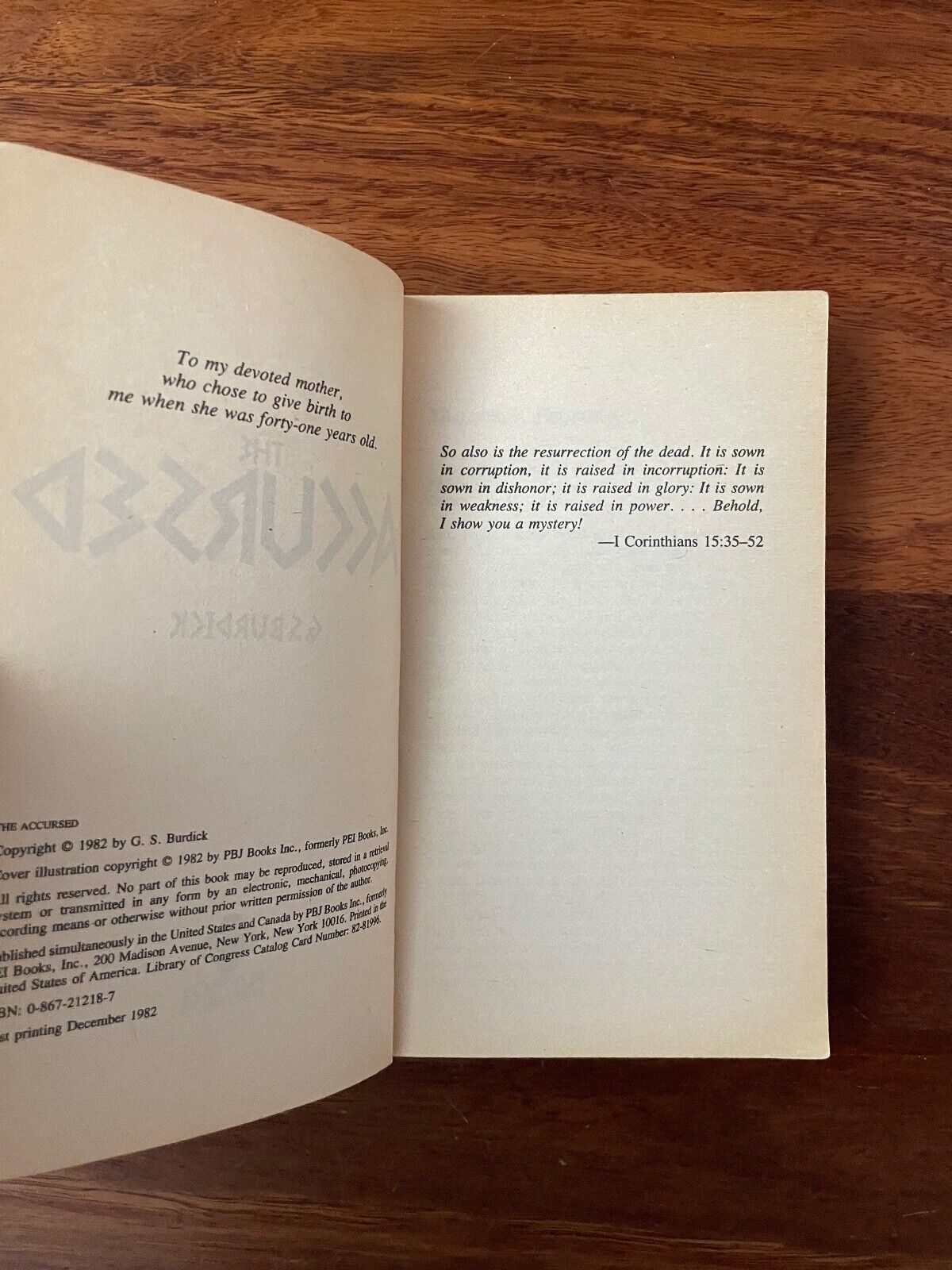 The Accursed by G. S. Burdick (Softcover, 1982)