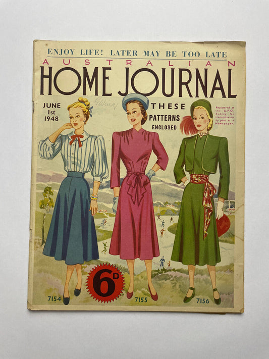 Australian Home Journal, June 1st 1948, with patterns, vintage