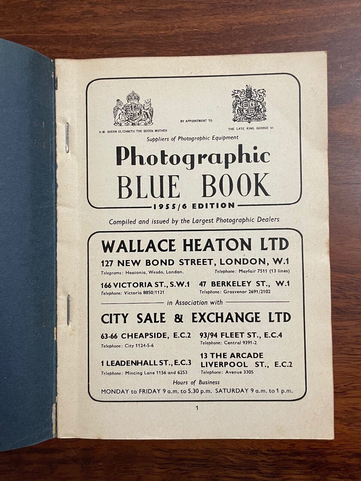 The Photographic Blue Book 1955/56 edition by Wallace Heaton