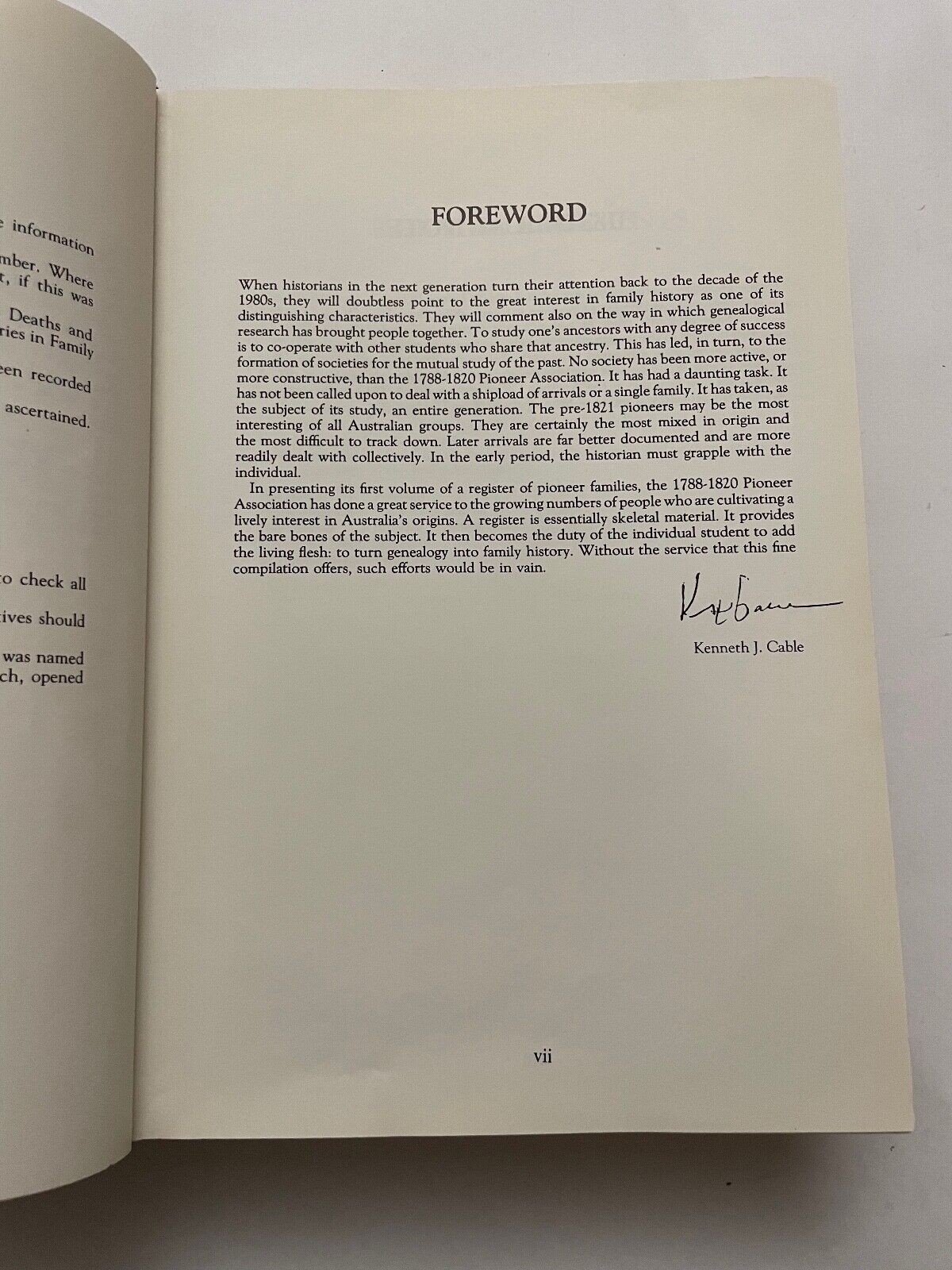 A Register of Pioneer Families Volume 1 (Hardback)