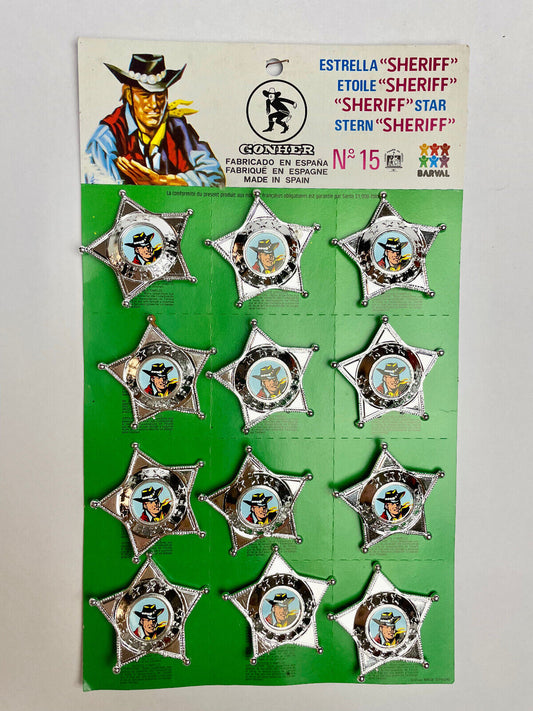 Vintage Sheet of Cohner Sheriff Toy Badges Made in Spain