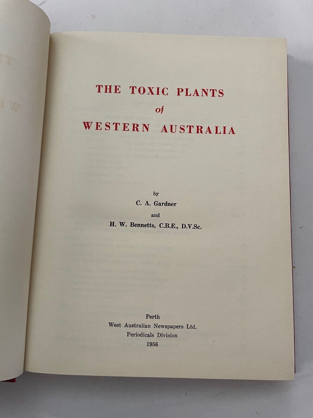 The Toxic Plants Of Western Australia - Gardener And Bennetts