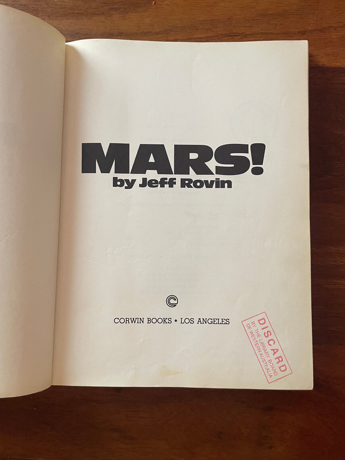 MARS! by Jeff Rovin Intro by Ben Bova 1978 Corwin Books HC/DJ True First Edition