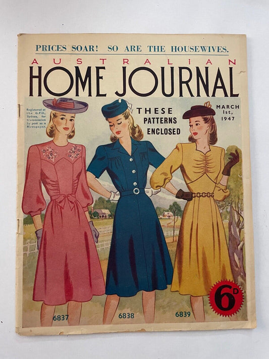 Vintage Australian Home Journal magazine MARCH 1947 original paper pattern