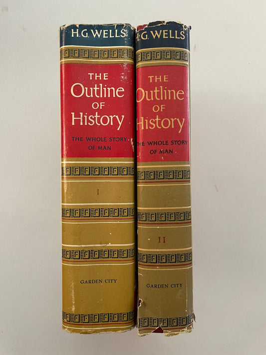 The Outline of History HG Wells 2 Volumes Book Club Ed  1956